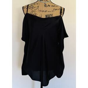 Karl Lagerfeld Paris Women Black Cut Out Cold Shoulder Spaghetti Top Small NEW